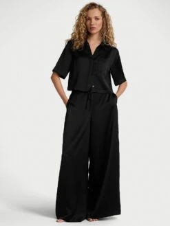 Victoria's Secret Luxe Satin Boxy Cropped Long Pajama Set -Sexy Underwear Shop 1126276054A2 OM F