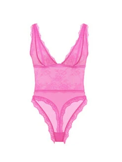 Sheer Rose Plunge Bodysuit -Sexy Underwear Shop 1126293900T2 OF F