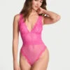 Sheer Rose Plunge Bodysuit -Sexy Underwear Shop 1126293900T2 OM F