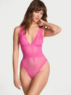 Sheer Rose Plunge Bodysuit