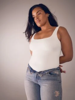 Bodywear By Victoria's Secret With FeatherSoft™ Innovation Square-Neck Tank Bodysuit -Sexy Underwear Shop 1126377734Y5 OM S