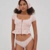 Petal Pink Gingham Bustier -Sexy Underwear Shop 1126442072S1 OM F