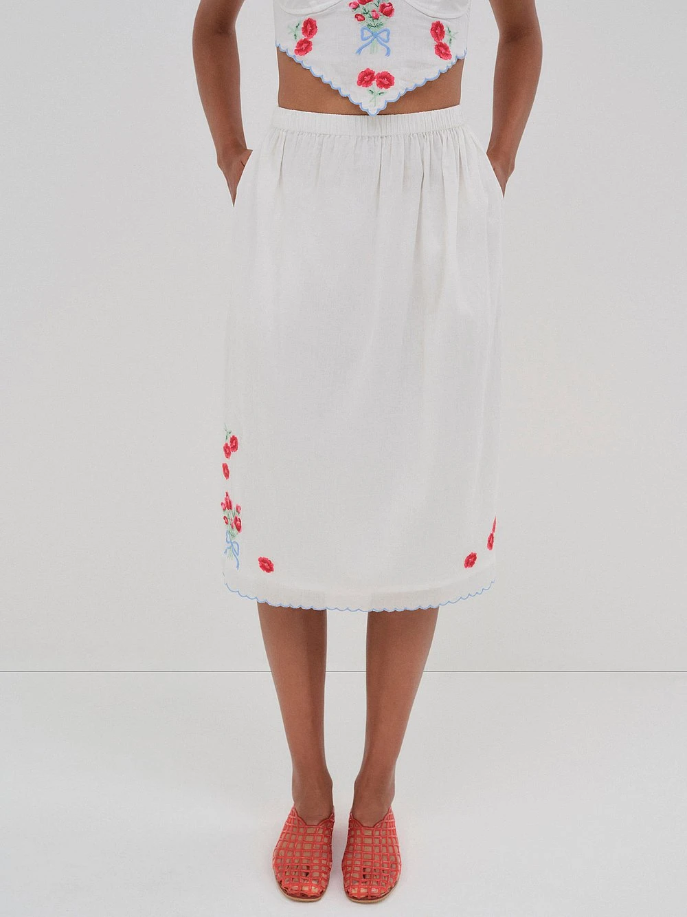 Forget Me Not Embroidery Midi Skirt 5 Forget Me Not Embroidery Midi Skirt - Image 3
