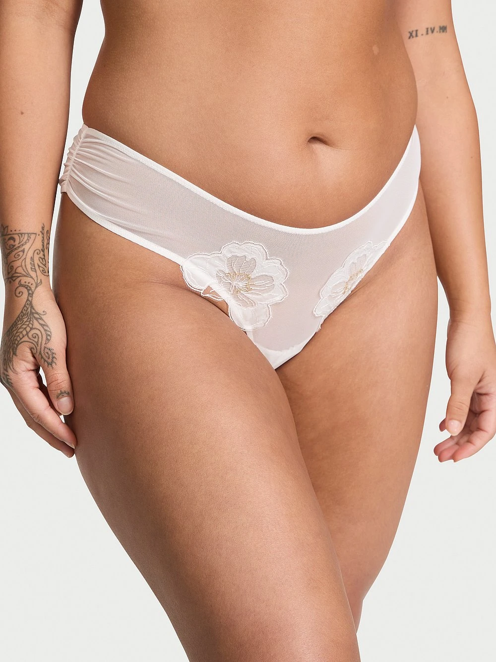 Peony Embroidery Brazilian Panty 3 Peony Embroidery Brazilian Panty