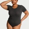 Victoria's Secret Ribbed Modal Short-Sleeve Bodysuit -Sexy Underwear Shop 112648241NG2 OM F
