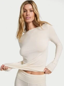 Victoria's Secret Luxe Cashmere Blend Long-Sleeve Top -Sexy Underwear Shop 112648337A7D OM F
