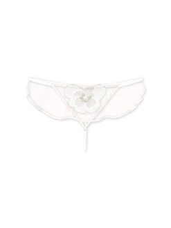Peony Embroidery Pearl Strand V-String Panty -Sexy Underwear Shop 1126492375RG OF F