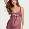 Sheer Rose Lace Triangle Babydoll Set -Sexy Underwear Shop 1126494812P1 OM F