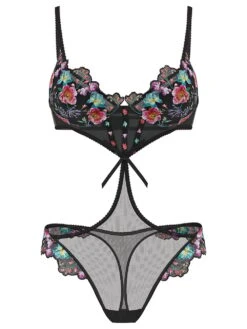 Dark Blossom Lightly Lined Low-Cut Demi Teddy -Sexy Underwear Shop 1126495176EJ OF F