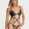 Siren Shimmer Embroidery Strappy Teddy 2 Siren Shimmer Embroidery Strappy Teddy -Sexy Underwear Shop 1126495376DD OM F