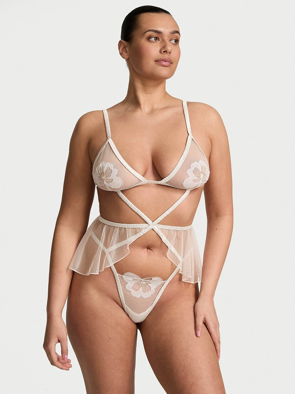 Peony Bridal Strappy Skirted Teddy 2 Peony Bridal Strappy Skirted Teddy