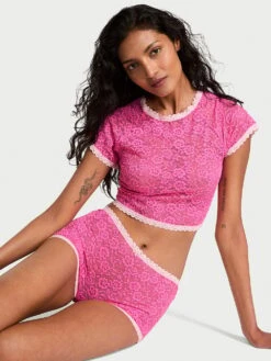 Victoria's Secret Tease Lacie Tee & Shorts Set -Sexy Underwear Shop 112650567BKF OM F
