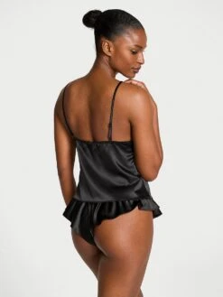 Victoria's Secret Tease Satin Lace-Trim Cami & Flutter Shorts Set 17 Victoria's Secret Tease Satin Lace-Trim Cami & Flutter Shorts Set -Sexy Underwear Shop 1126505754A2 OM B