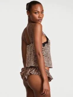 Victoria's Secret Tease Satin Lace-Trim Cami & Flutter Shorts Set 19 Victoria's Secret Tease Satin Lace-Trim Cami & Flutter Shorts Set -Sexy Underwear Shop 112650577BHK OM B