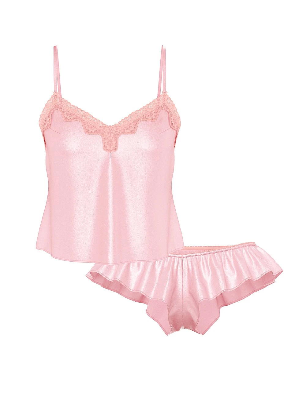 Victoria's Secret Tease Satin Lace-Trim Cami & Flutter Shorts Set 14 Victoria's Secret Tease Satin Lace-Trim Cami & Flutter Shorts Set - Image 12
