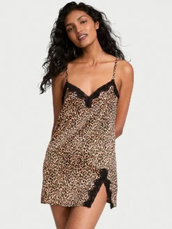 Victoria's Secret Tease Satin Lace-Trim Mini Slip -Sexy Underwear Shop 112650597BHK OM F