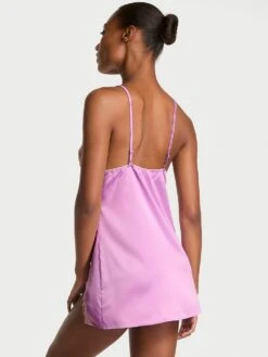 Victoria's Secret Tease Satin Lace-Trim Mini Slip -Sexy Underwear Shop 112650597BKB OM B