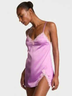 Victoria's Secret Tease Satin Lace-Trim Mini Slip -Sexy Underwear Shop 112650597BKB OM F