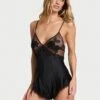 Victoria's Secret Sheer Rose Satin Romper -Sexy Underwear Shop 1126506054A2 OM F