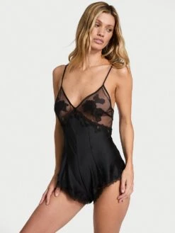 Victoria's Secret Sheer Rose Satin Romper