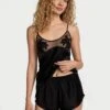 Victoria's Secret Sheer Rose Satin Cami & Shorts Set -Sexy Underwear Shop 1126506154A2 OM F