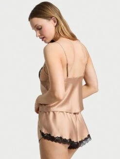 Victoria's Secret Sheer Rose Satin Cami & Shorts Set -Sexy Underwear Shop 1126506165H8 OM B