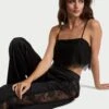 Victoria's Secret Sheer Rose Satin Crop Top & Pants Set -Sexy Underwear Shop 1126506254A2 OM F