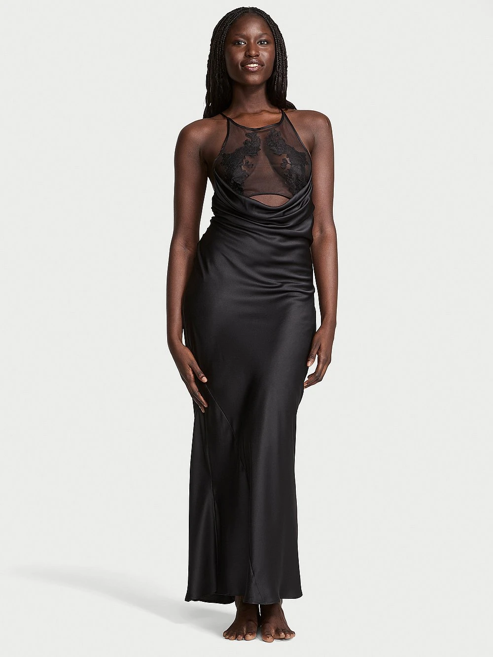 Victoria's Secret Sheer Rose Satin High-Neck Long Slip 4 Victoria's Secret Sheer Rose Satin High-Neck Long Slip - Image 2