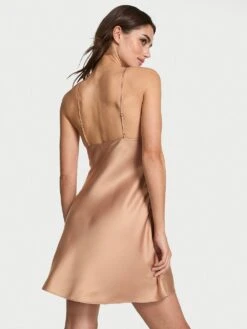 Victoria's Secret Sheer Rose Satin Draped Mini Slip -Sexy Underwear Shop 1126506565H8 OM B