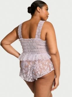 Victoria's Secret Dare To Dream Lace Sheer Cami & Flutter Short Set 17 Victoria's Secret Dare To Dream Lace Sheer Cami & Flutter Short Set -Sexy Underwear Shop 112650723RZM OM B