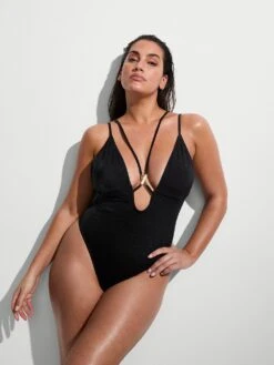 Archives Sexy Straps Plunge One-Piece Swimsuit