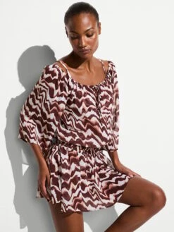 Beachwear Sheer Crinkle Smocked Mini Dress -Sexy Underwear Shop 112652887B5X OM F