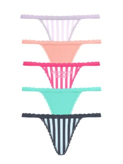 Victoria's Secret 5-Pack Lace-Waist V-String Panties 7 Victoria's Secret 5-Pack Lace-Waist V-String Panties -Sexy Underwear Shop 112653524YXY OF F 1