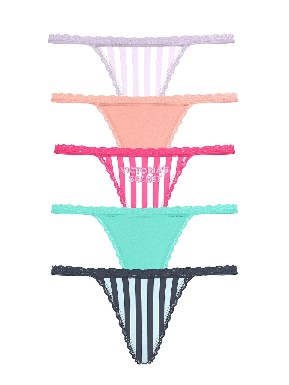 Victoria's Secret 5-Pack Lace-Waist V-String Panties 5 Victoria's Secret 5-Pack Lace-Waist V-String Panties - Image 3