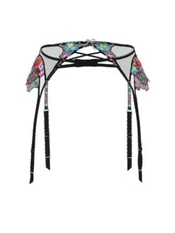 Dark Blossom Embroidery Garter Belt -Sexy Underwear Shop 1126541076EJ OF F