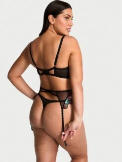 Dark Blossom Embroidery Garter Belt -Sexy Underwear Shop 1126541076EJ OM B