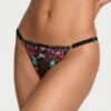 Dark Blossom Embroidery Crotchless Adjustable String Bikini Panty -Sexy Underwear Shop 1126541176EJ OM F