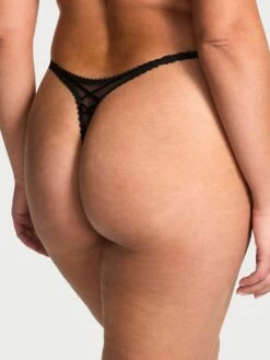 Dark Blossom Embroidery High-Leg Adjustable Thong Panty -Sexy Underwear Shop 1126541276EJ OM B