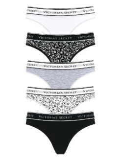 Victoria's Secret 5-Pack Cotton Logo Thong Panties -Sexy Underwear Shop 112654444YXY OF F