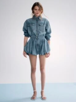 Atelier Victoria's Secret X Altuzarra Denim Pocketed Shirt Bodysuit -Sexy Underwear Shop 1126789482L0 OM S