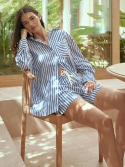 Cotton Stripe Shirting Boxer Pajama Set -Sexy Underwear Shop 11268045A562 OF DET