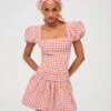 Georgia Gingham Short Sleeve Mini Dress 2 Georgia Gingham Short Sleeve Mini Dress -Sexy Underwear Shop 1126805992O0 OM F
