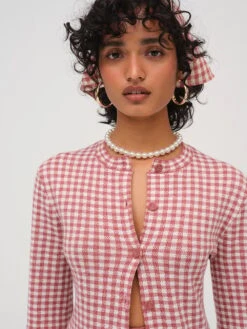 Gingham Knit Jacket 8 Gingham Knit Jacket -Sexy Underwear Shop 1126806792O0 OF F