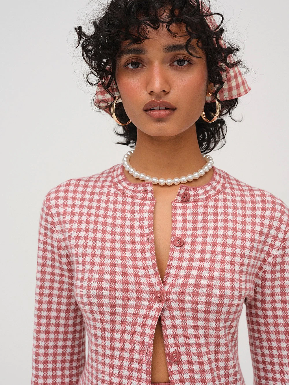 Gingham Knit Jacket 5 Gingham Knit Jacket - Image 3