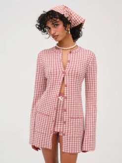 Gingham Knit Jacket