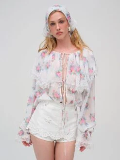 Doily Bouquet Long Sleeve Top