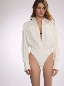 Atelier Victoria's Secret X Altuzarra Poplin Pocketed Shirt Bodysuit