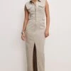GOOD AMERICAN Fit For Success Twill Maxi Dress