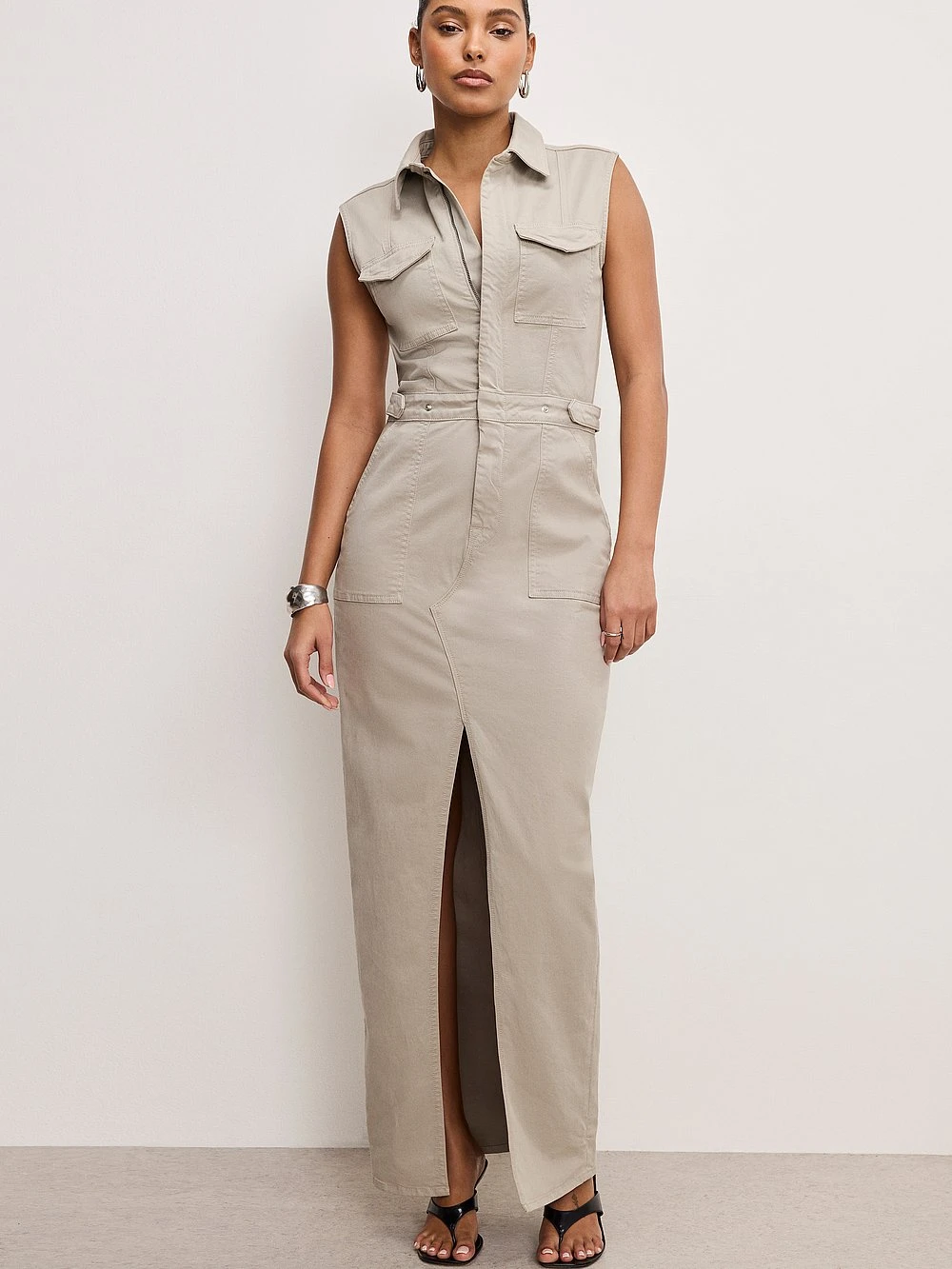 GOOD AMERICAN Fit For Success Twill Maxi Dress 3 GOOD AMERICAN Fit For Success Twill Maxi Dress