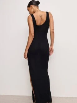 GOOD AMERICAN Scoop-Neck Stretch Rib Knit Maxi Dress -Sexy Underwear Shop 1126887752A1 OM B